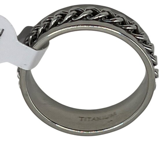 Titanium Spinner Ring With Braided Chain Detail Size 13 Made In China A169 - Picture 3 of 5